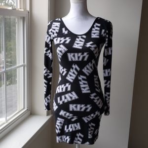 Forever 21 Black White KISS Print Bodycon Dress